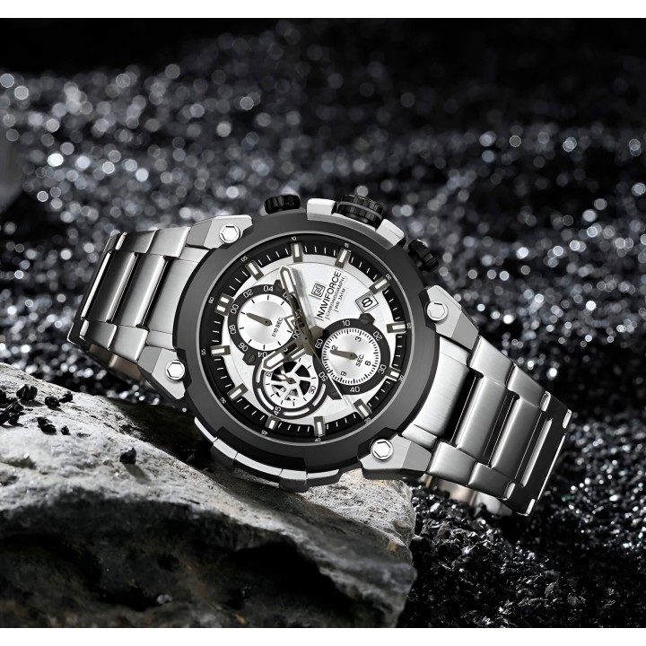 Reloj Naviforce Casual Nf8071 Crono Hombre Acero+ Estuche