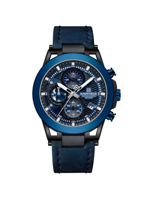 Reloj Naviforce Casual Nf8073 Crono Hombre Cuero + Estuche