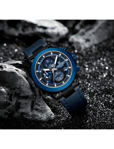 Reloj Naviforce Casual Nf8073 Crono Hombre Cuero + Estuche