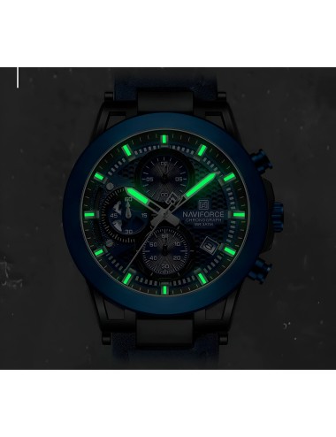 Reloj Naviforce Casual Nf8073 Crono Hombre Cuero + Estuche