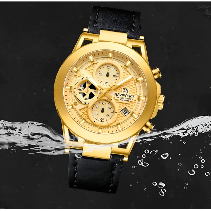 Reloj Naviforce Casual Nf8073 Crono Hombre Cuero + Estuche