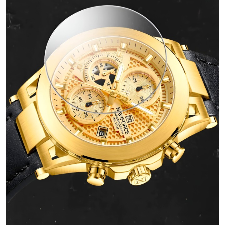 Reloj Naviforce Casual Nf8073 Crono Hombre Cuero + Estuche