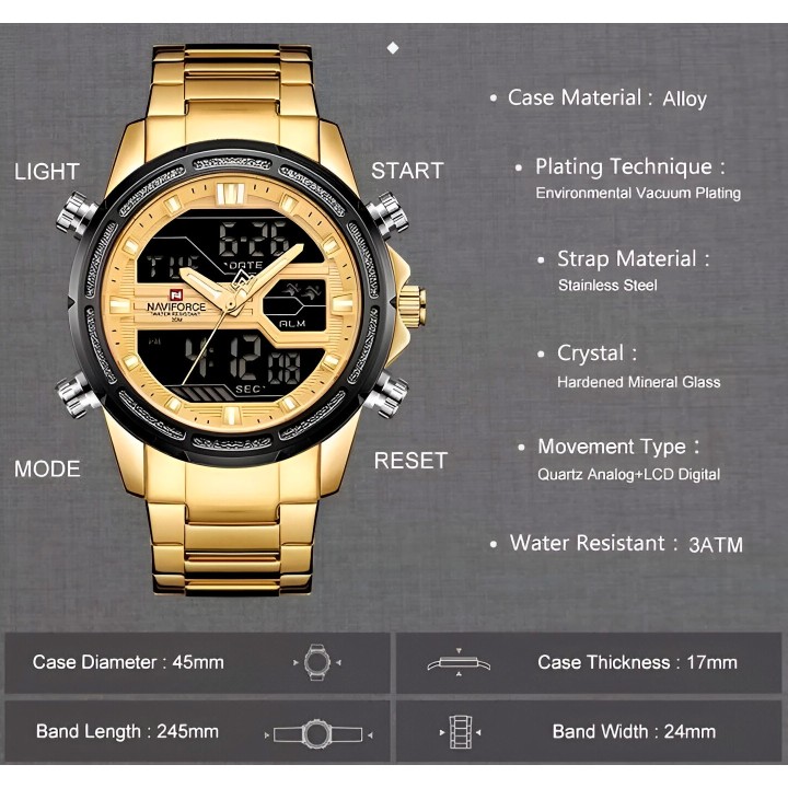 Reloj Naviforce Casual Nf9138s Crono Hombre Acero+ Estuche