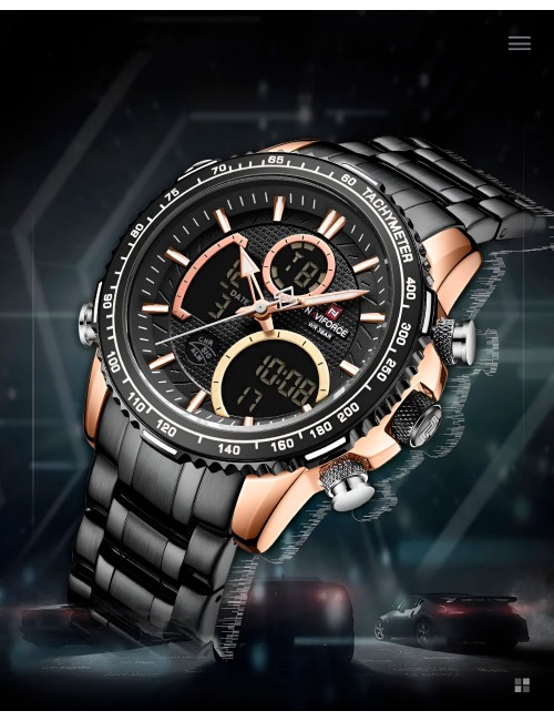 Reloj Naviforce Casual Nf9182 Crono Hombre Acero+ Estuche