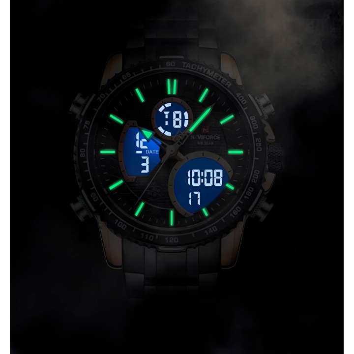 Reloj Naviforce Casual Nf9182 Crono Hombre Acero+ Estuche