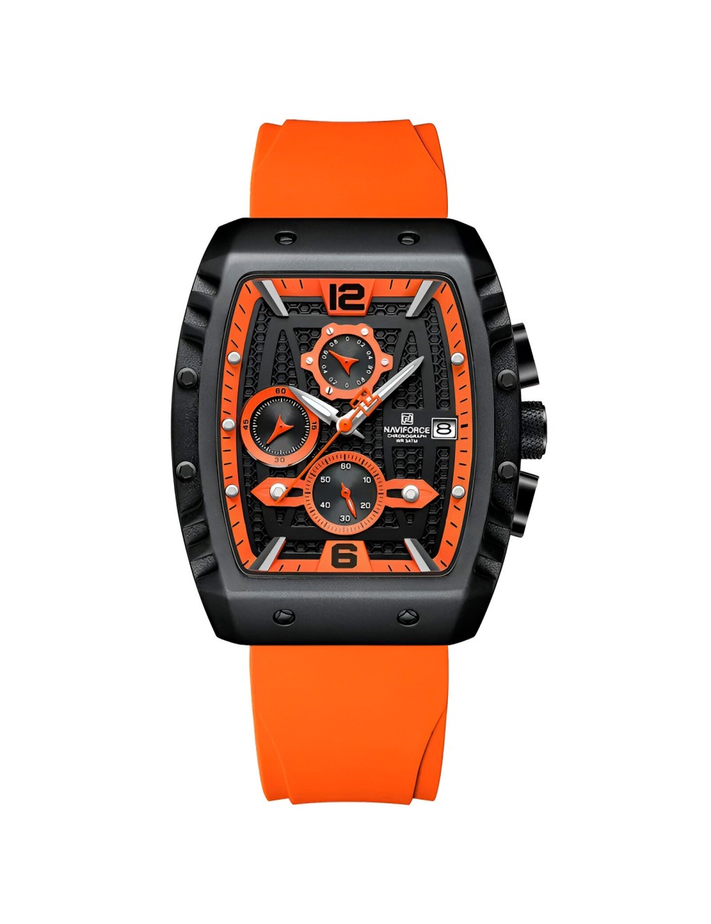 Reloj Naviforce Casual Nf8025 Crono Hombre Goma + Estuche