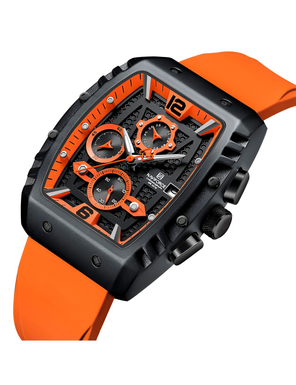 Reloj Naviforce Casual Nf8025 Crono Hombre Goma + Estuche