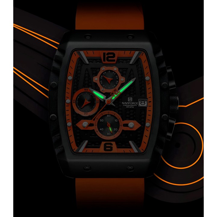 Reloj Naviforce Casual Nf8025 Crono Hombre Goma + Estuche