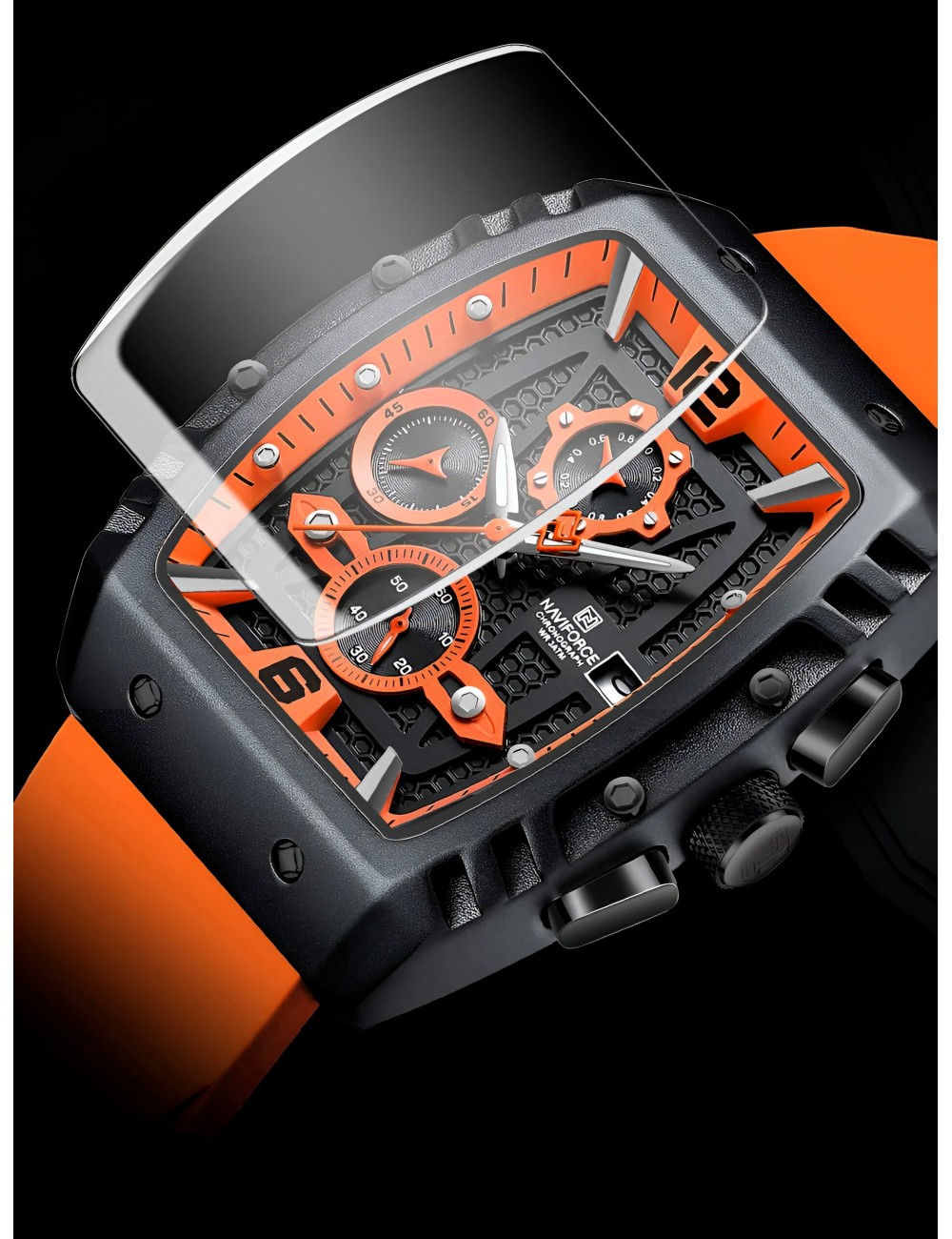 Reloj Naviforce Casual Nf8025 Crono Hombre Goma + Estuche