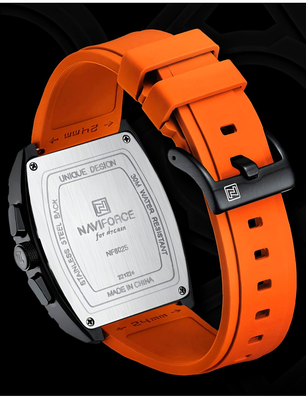 Reloj Naviforce Casual Nf8025 Crono Hombre Goma + Estuche