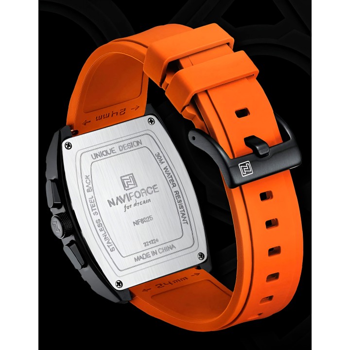 Reloj Naviforce Casual Nf8025 Crono Hombre Goma + Estuche