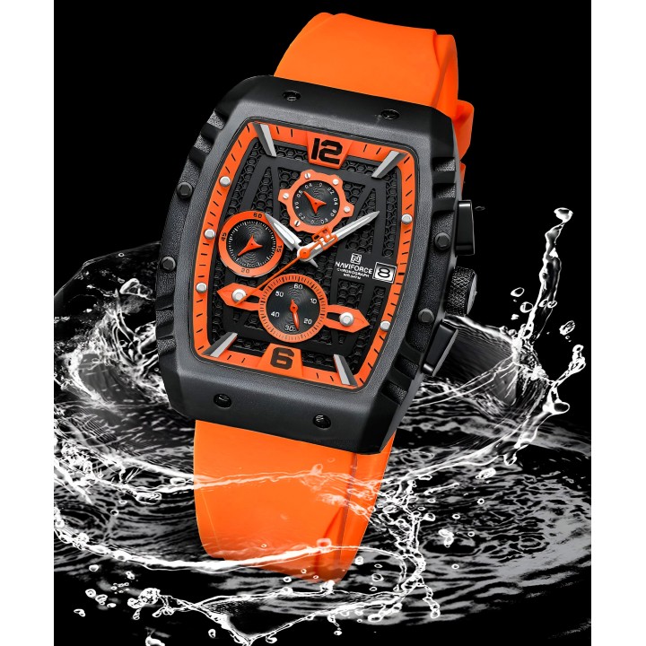 Reloj Naviforce Casual Nf8025 Crono Hombre Goma + Estuche