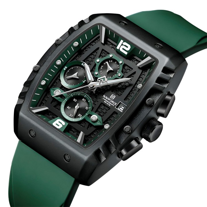 Reloj Naviforce Casual Nf8025 Crono Hombre Goma + Estuche