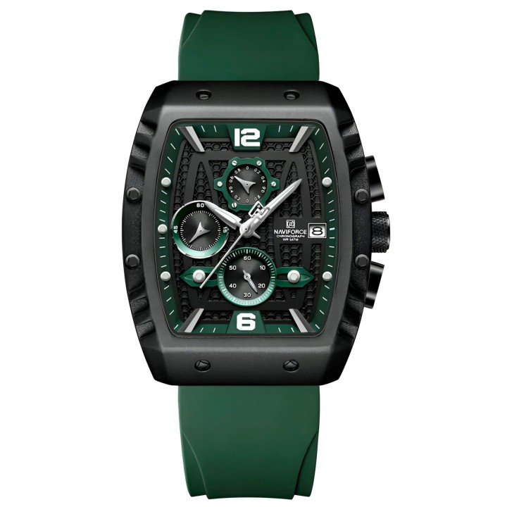 Reloj Naviforce Casual Nf8025 Crono Hombre Goma + Estuche