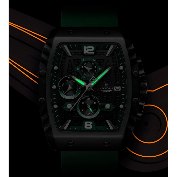 Reloj Naviforce Casual Nf8025 Crono Hombre Goma + Estuche