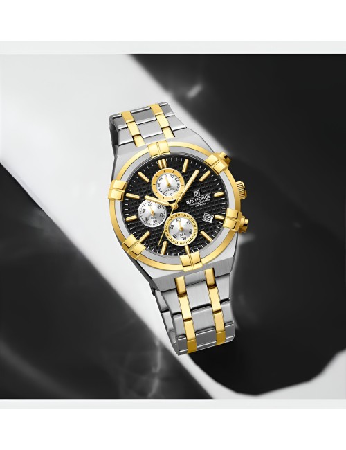 Reloj Naviforce Casual Nf8042 Crono Hombre Acero + Estuche