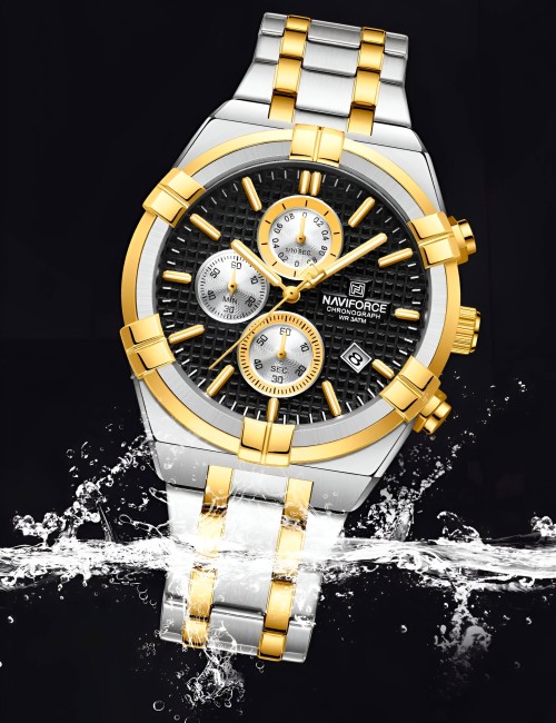 Reloj Naviforce Casual Nf8042 Crono Hombre Acero + Estuche