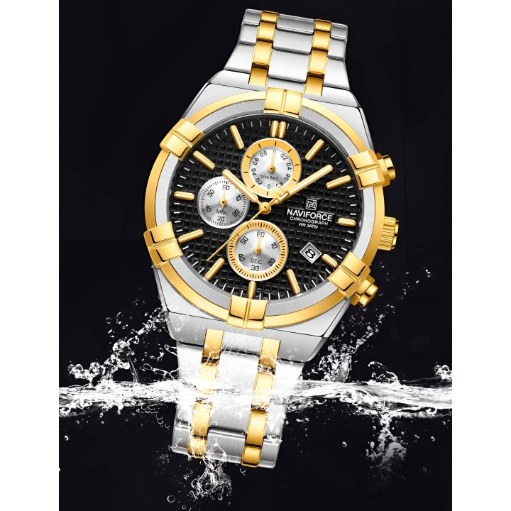 Reloj Naviforce Casual Nf8042 Crono Hombre Acero + Estuche