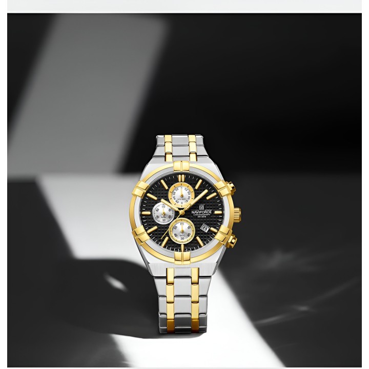 Reloj Naviforce Casual Nf8042 Crono Hombre Acero + Estuche