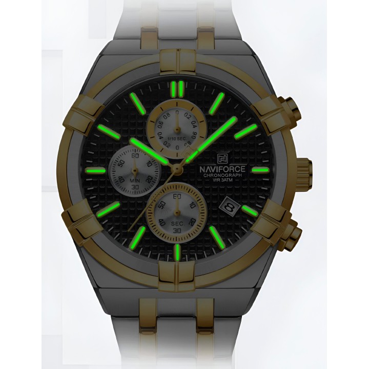 Reloj Naviforce Casual Nf8042 Crono Hombre Acero + Estuche