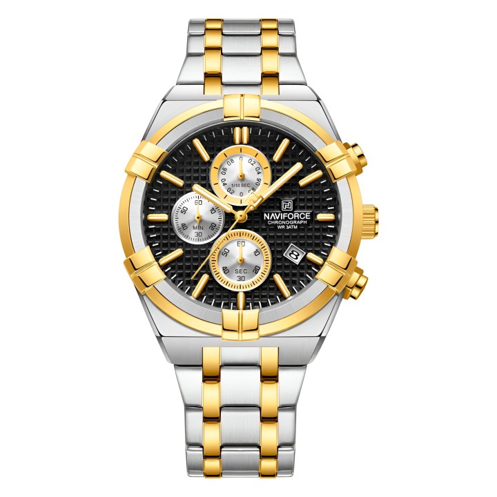 Reloj Naviforce Casual Nf8042 Crono Hombre Acero + Estuche