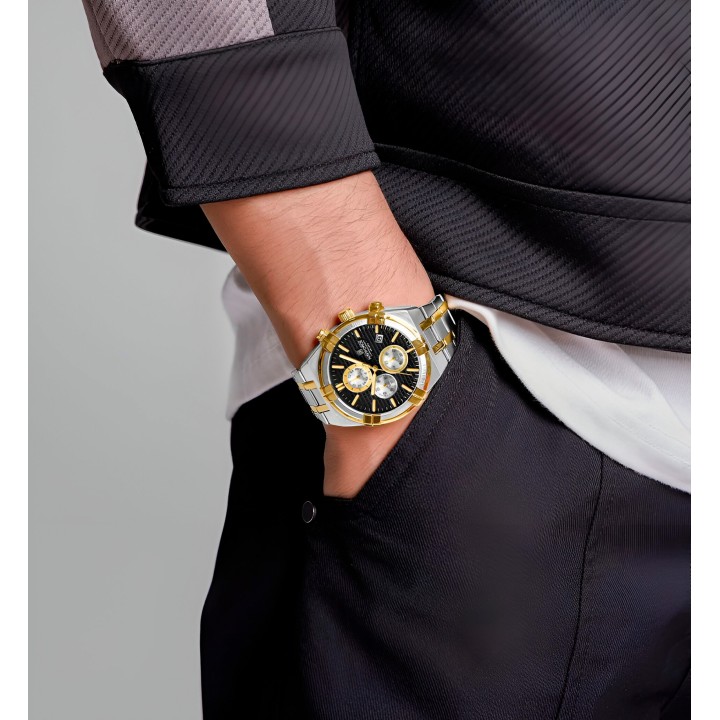Reloj Naviforce Casual Nf8042 Crono Hombre Acero + Estuche