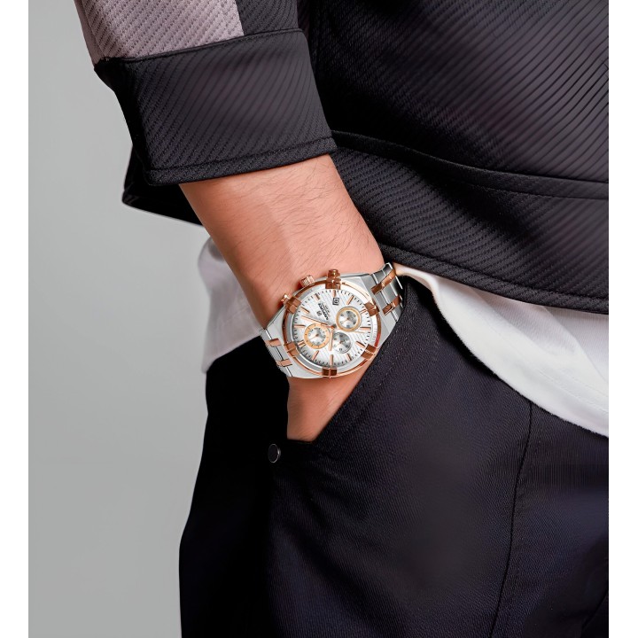 Reloj Naviforce Casual Nf8042 Crono Hombre Acero + Estuche