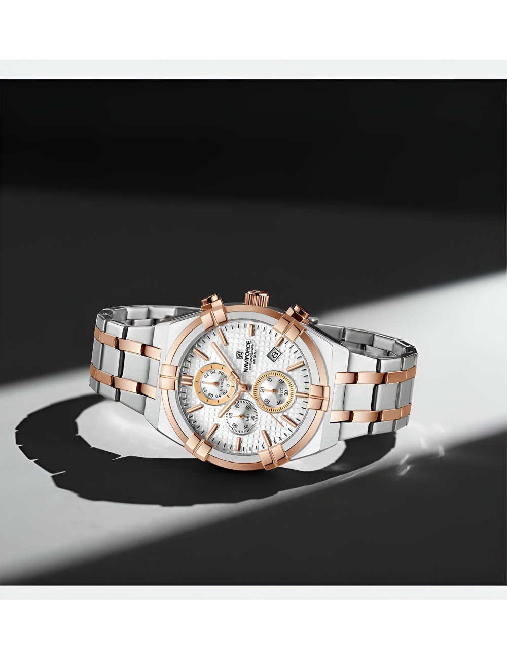 Reloj Naviforce Casual Nf8042 Crono Hombre Acero + Estuche