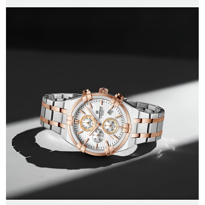 Reloj Naviforce Casual Nf8042 Crono Hombre Acero + Estuche