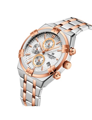 Reloj Naviforce Casual Nf8042 Crono Hombre Acero + Estuche