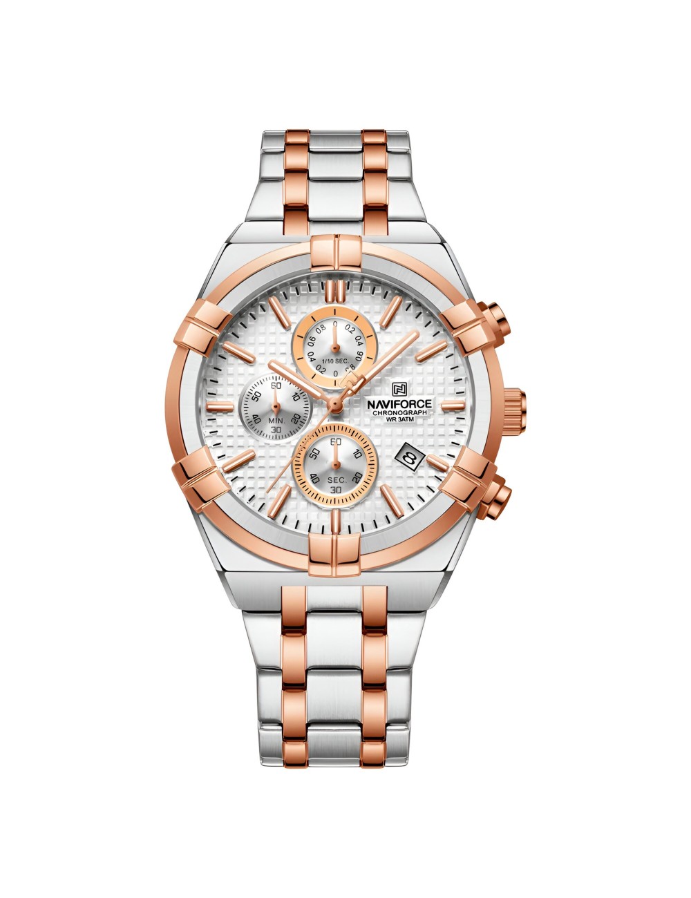 Reloj Naviforce Casual Nf8042 Crono Hombre Acero + Estuche