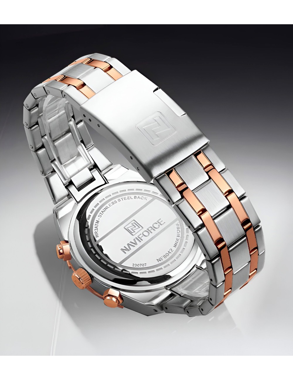 Reloj Naviforce Casual Nf8042 Crono Hombre Acero + Estuche