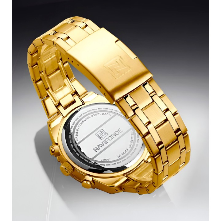 Reloj Naviforce Casual Nf8042 Crono Hombre Acero + Estuche
