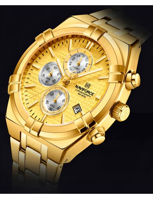 Reloj Naviforce Casual Nf8042 Crono Hombre Acero + Estuche