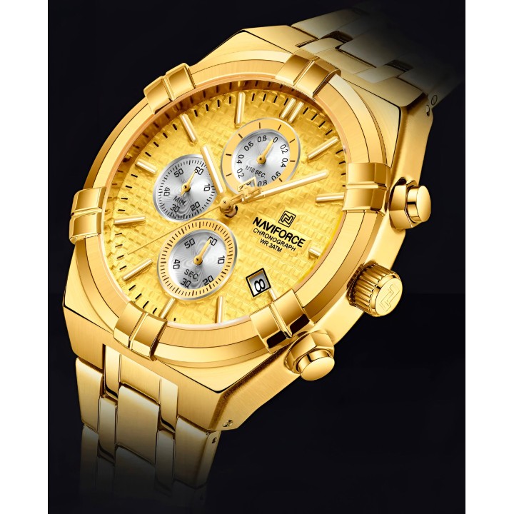 Reloj Naviforce Casual Nf8042 Crono Hombre Acero + Estuche