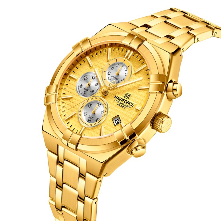 Reloj Naviforce Casual Nf8042 Crono Hombre Acero + Estuche