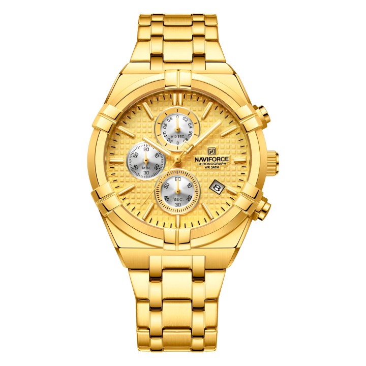 Reloj Naviforce Casual Nf8042 Crono Hombre Acero + Estuche