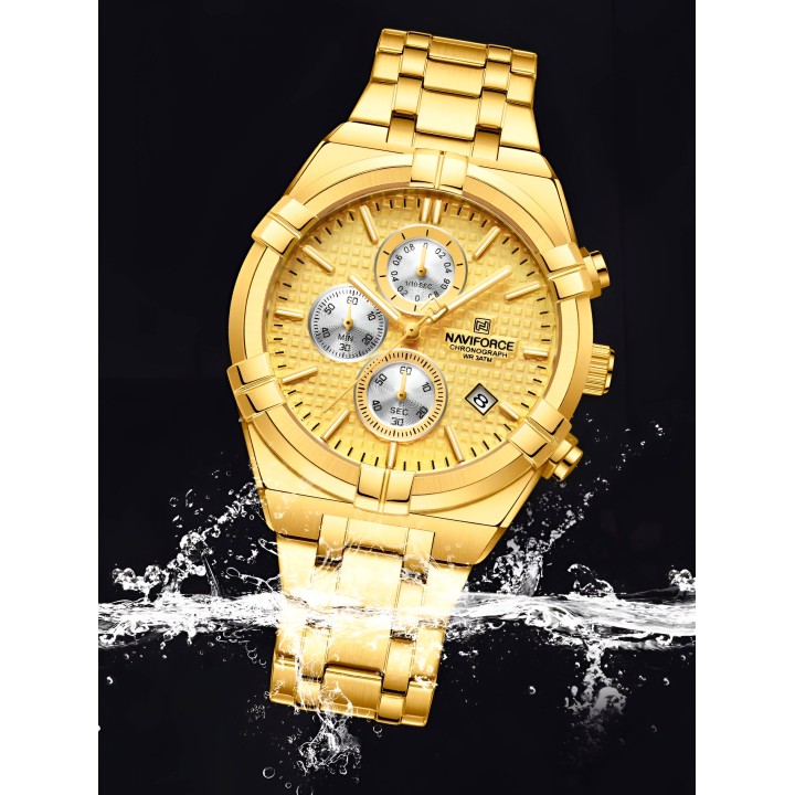 Reloj Naviforce Casual Nf8042 Crono Hombre Acero + Estuche