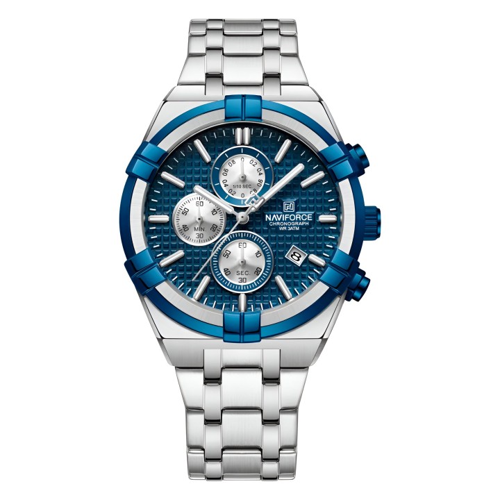 Reloj Naviforce Casual Nf8042 Crono Hombre Acero + Estuche