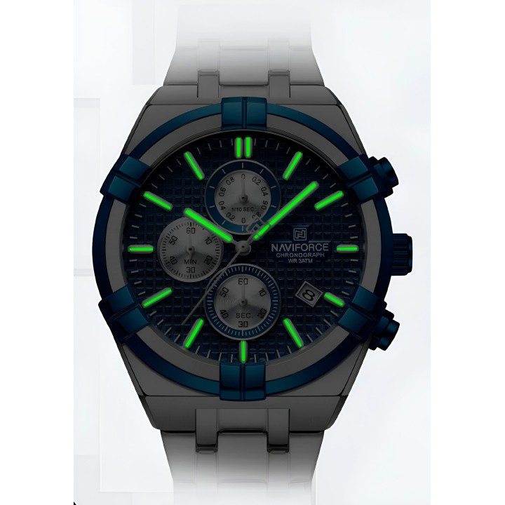 Reloj Naviforce Casual Nf8042 Crono Hombre Acero + Estuche