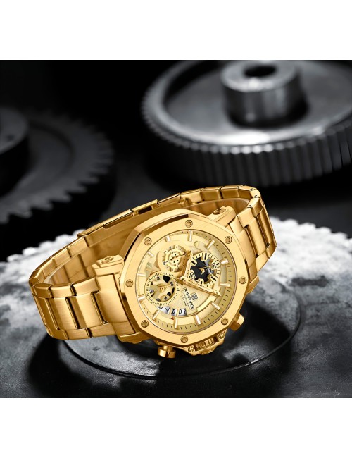 Reloj Naviforce Casual Nf8065 Crono Hombre Acero + Estuche