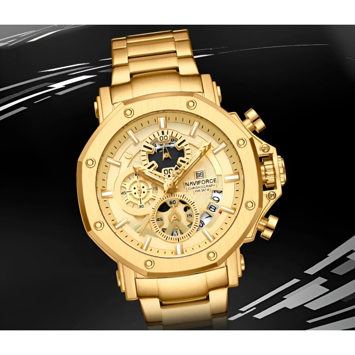 Reloj Naviforce Casual Nf8065 Crono Hombre Acero + Estuche