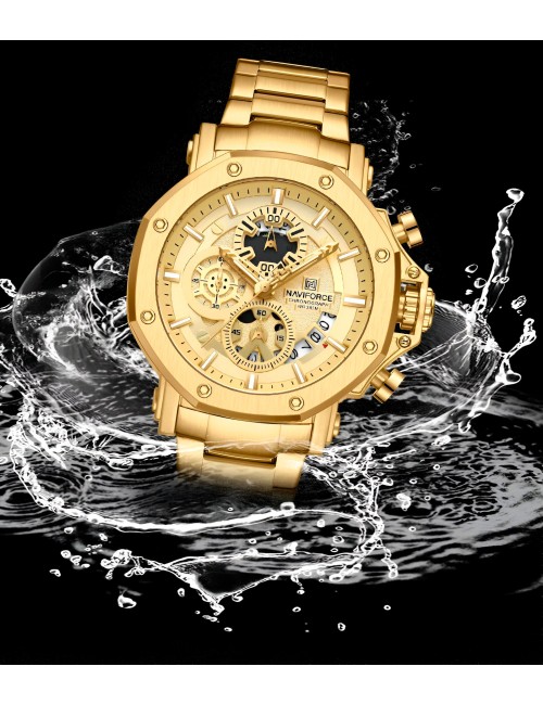 Reloj Naviforce Casual Nf8065 Crono Hombre Acero + Estuche