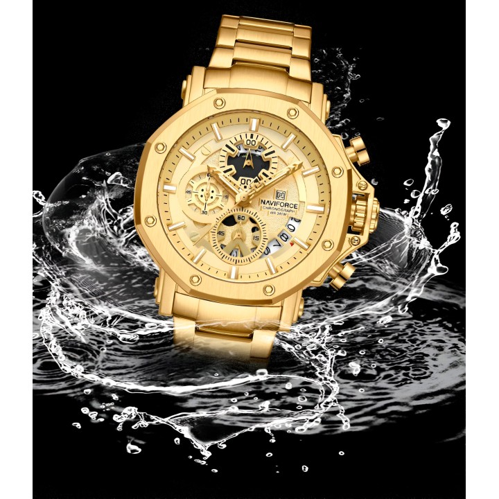 Reloj Naviforce Casual Nf8065 Crono Hombre Acero + Estuche