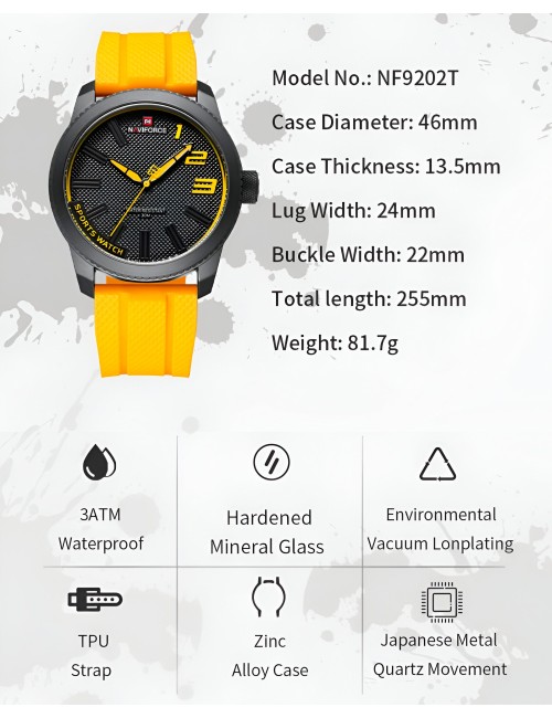 Reloj Naviforce Casual Nf9202t Crono Hombre Goma + Estuche