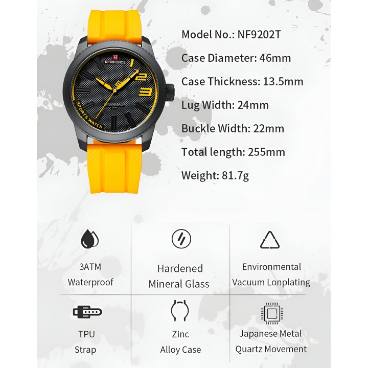 Reloj Naviforce Casual Nf9202t Crono Hombre Goma + Estuche