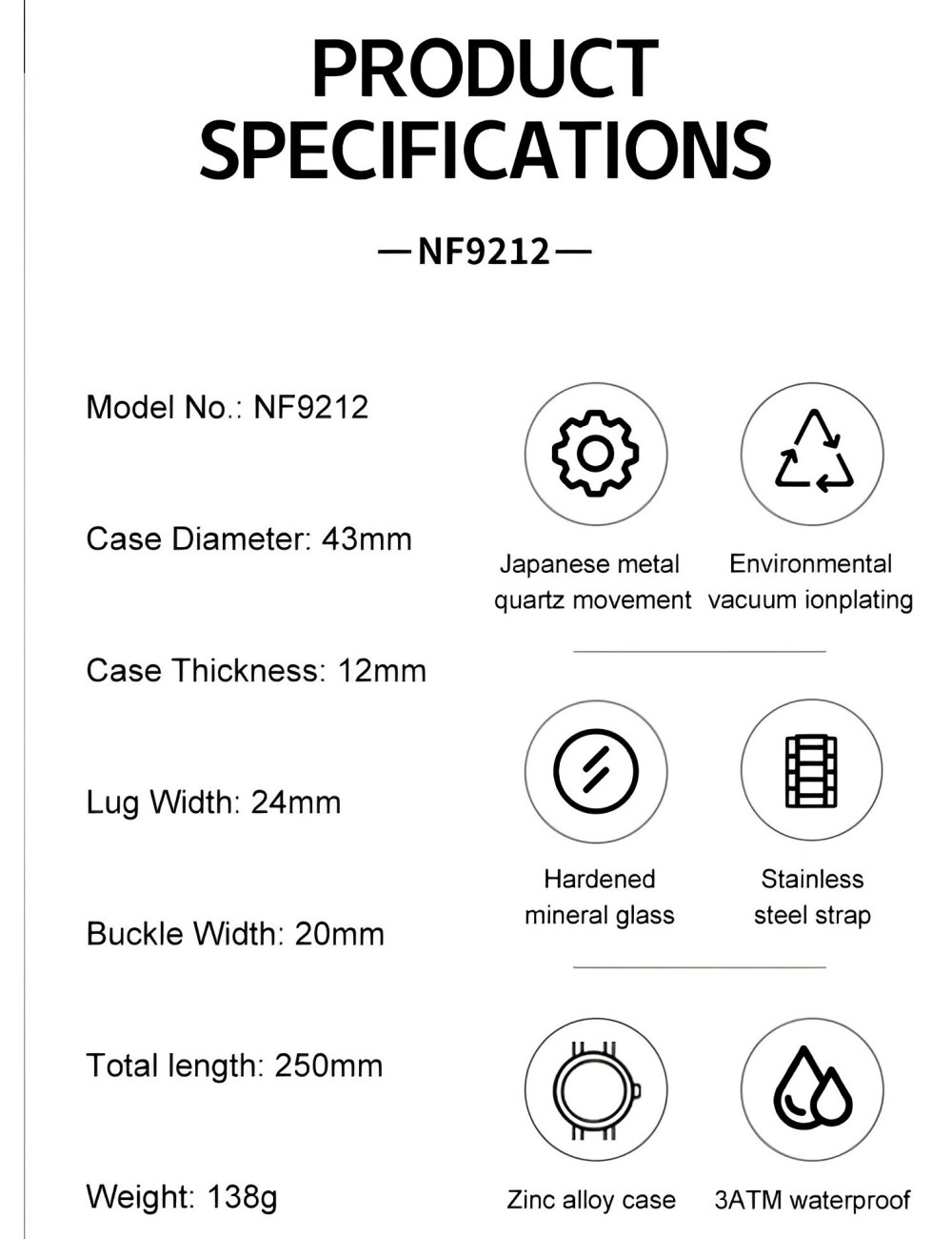 Reloj Naviforce Casual Nf9212 Crono Hombre Acero + Estuche