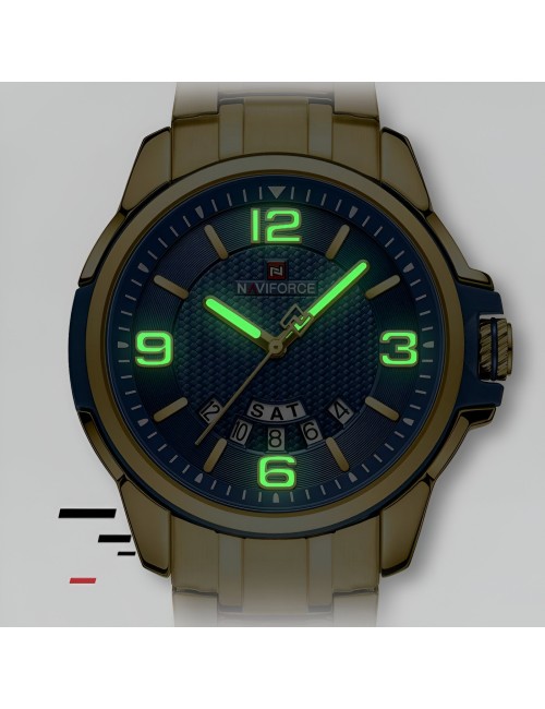 Reloj Naviforce Casual Nf9215s Crono Hombre Acero + Estuche