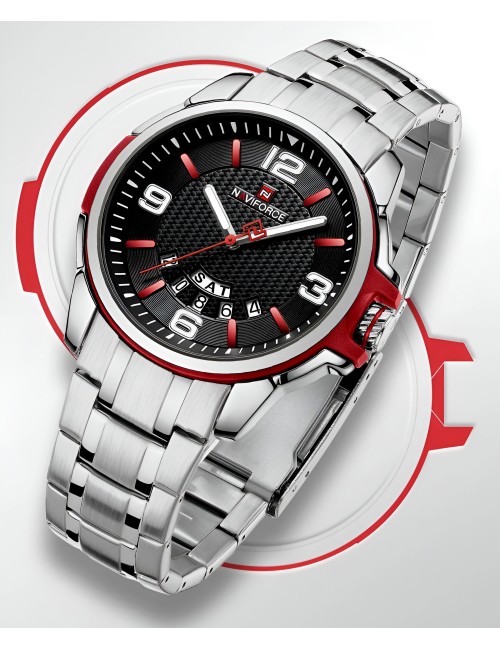 Reloj Naviforce Casual Nf9215s Crono Hombre Acero + Estuche