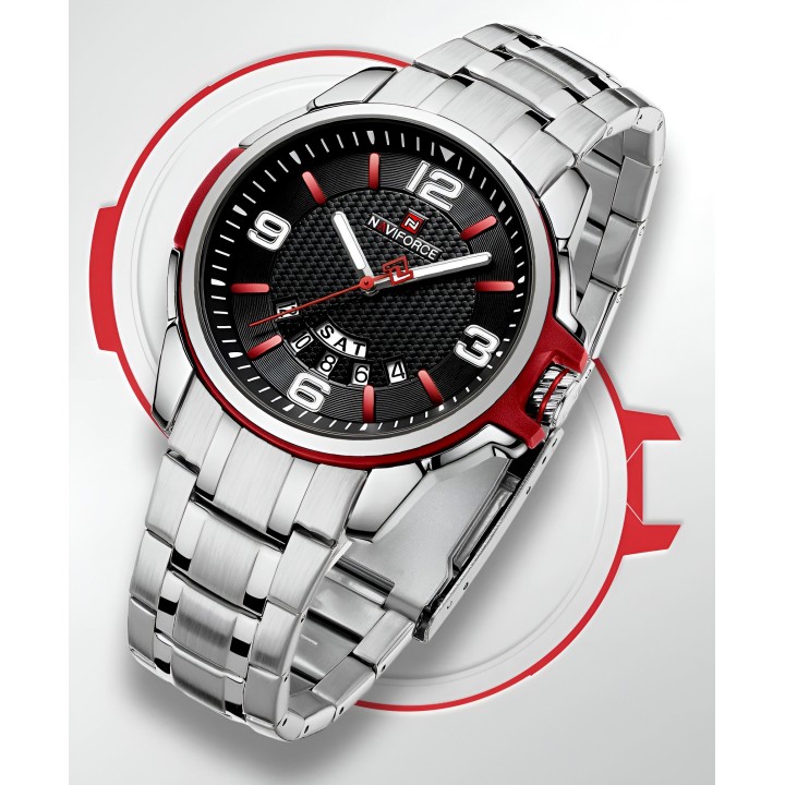 Reloj Naviforce Casual Nf9215s Crono Hombre Acero + Estuche
